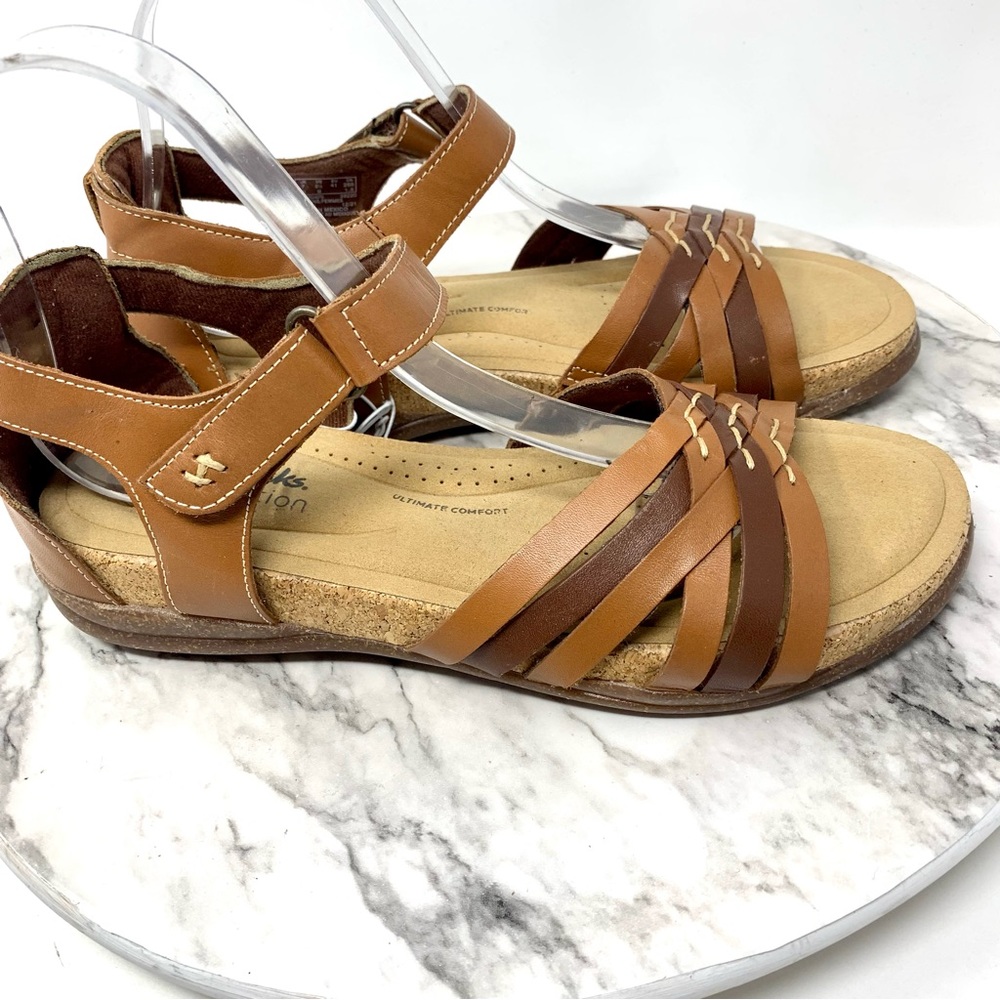 Clarks Roseville Cove Multi Strap Comfort Brown Leather Sandals 9.5 Bohemian - Picture 14 of 16